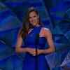 Jennifer Garner introduces Eddie Vedder who performed 'Room at the top', for the in memoriam tribute.