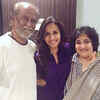 All smiles with wife Latha and daughter Soundarya