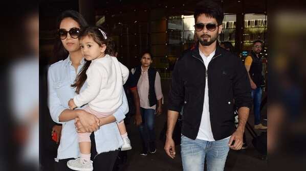 Photo: Shahid Kapoor returns from family holiday with wife Mira and daughter Misha