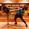Taekwondo with gym partner after a workout session