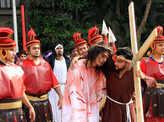 Good Friday: Devotees re-enact the crucifixion of Jesus Christ