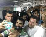 Rahul Gandhi takes a Namma Metro ride
