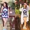 Fetching in a colourful mini dress