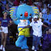 Borobi - the 2018 CWG mascot, is seen among athletes and staff members during the closing ceremony. (Reuters Photo)