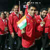 Indian athletes are all smiles as they attend the closing ceremony