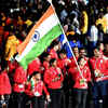 Flagbearer MC Mary Kom leads the Indian contingent during the closing ceremony