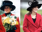The red coat and black hat look