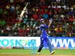 Mumbai Indians' batsman Hardik Pandya and his flying bat
