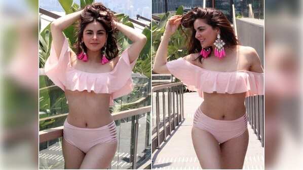 Pastel swimwear with chunky earrings