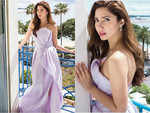 Lavender strapless gown