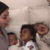 Kim Kardashian captured in a frame with the kids