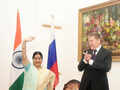 Sushma Swaraj attends Russian National Day event