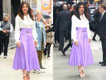 The lilac midi skirt look