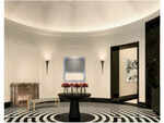The lobby area of her plush apartment