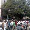 DMK supporters outside Kauvery Hospital in Chennai