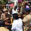 Police restrict entry of DMK cadres at Kauvery Hospital in Chennai