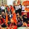 Maratha Kranti members protest outside Tehsildar Office in Panvel