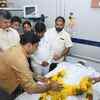 Andhra Pradesh CM Chandrababu Naidu pays tribute to Nandamuri Harikrishna at hospital in Nalgonda.