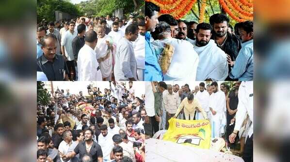 In Photos: Jr NTR, Kalyanram performs last rites of Nandamuri Harikrishna