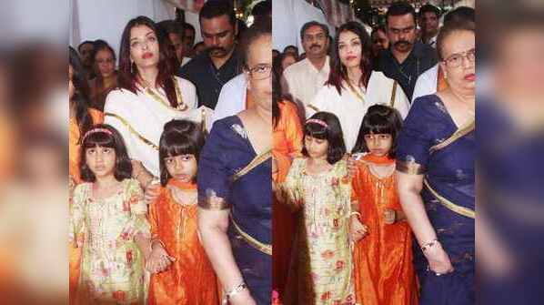 Photos: Aishwarya Rai Bachchan and daughter Aaradhya seek blessings from Lord Ganesha