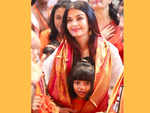 Aishwarya Rai Bachchan and daughter Aaradhya offer prayers at GSB Seva Mandal