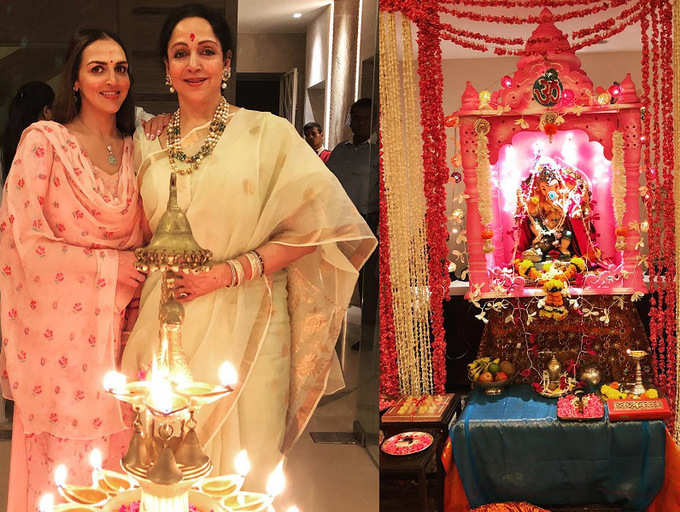 Esha Deol poses with Hema Malini for a beautiful Ganesh Chaturthi picture at home