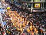 Pune, Laxmi Road packed on Ganesh Visarjan