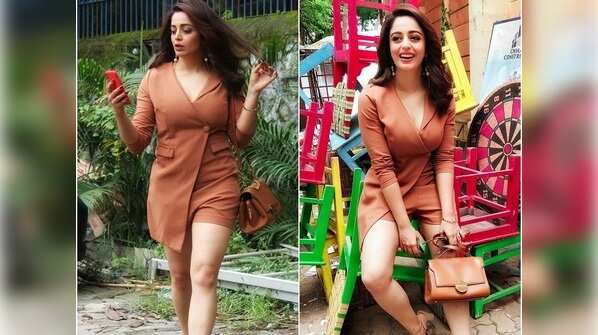 Nude-coloured dress