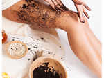 Coffee grounds and olive oil body scrub