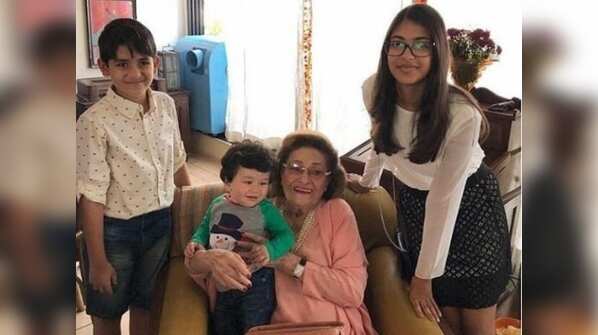 With baby Taimur, Samaira and Kiaan