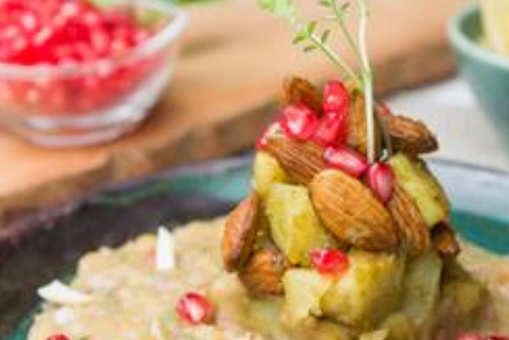 Almond Chaat with White Pea Ragda