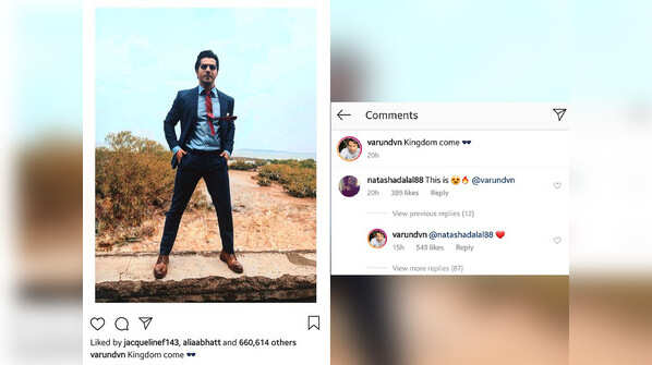 Varun Dhawan and rumoured girlfriend Natasha Dalal engage in a social media PDA