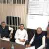 Rahul Gandhi and other leaders inside Lodhi Road police station