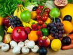 Raw fruits and veggies