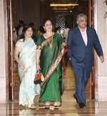 Nandan Nilekani and wife Rohini attend the reception in Bengaluru