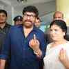 Chiranjeevi and his wife Surekha cast their votes at Jubilee Hills International club