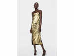 Zara Lingerie-Style Metallic Dress