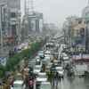 Waterlogging was reported at MG Road in Vijayawada after heavy rains lashed the city.