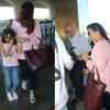 Aishwarya Rai Bachchan and Aaradhya twin in pink as they leave for New Year vacation