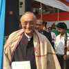 West Bengal finance minister Amit Mitra leaving after the Cabinet meeting at dharna site