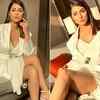 Dazzles in white at an event
