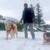 Pic: Gippy Grewal enjoys the snow with his canine pals