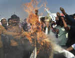 People burn the effigy in Ahmedabad