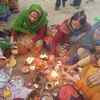 Devotees performing rituals at Kumbh