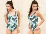 Zivame Scooped Neck Padded Swimsuit- White N Print