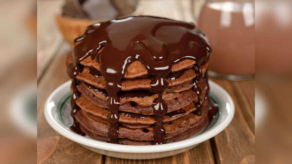 Chocolate, eggs and banana pancake
