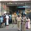 People outside a polling station in Vijayawada West assembly segment