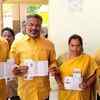 Kakinada MLA V Kondababu casts his vote along with his family in East Godavari district