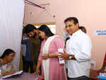 TRS president KT Rama Rao was been clicked while voting