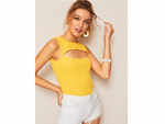 Cut Out Front Rib-Knit Tank Top